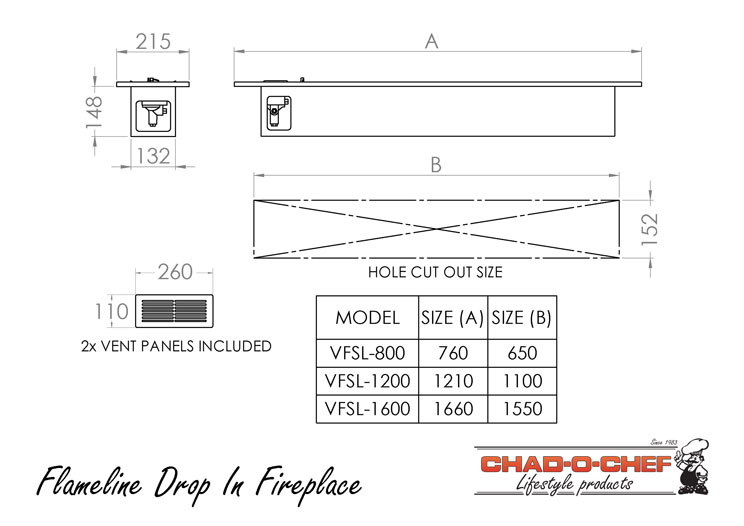 Flameline FLAMELINE-DROP-IN---SPEC-DRAWING---2018-WEB